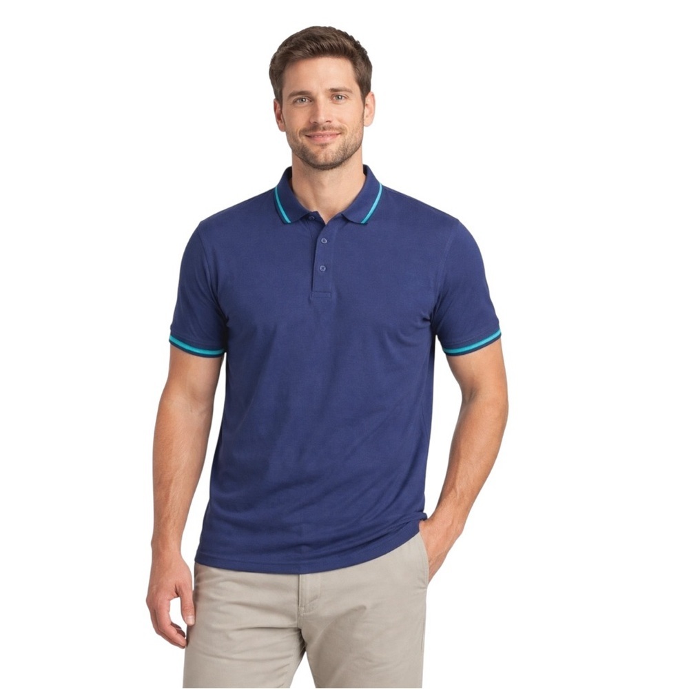 Bugatchi Navy Polo‎ with Teal Accents